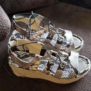 Michael Kors snake print leather wedge sandals